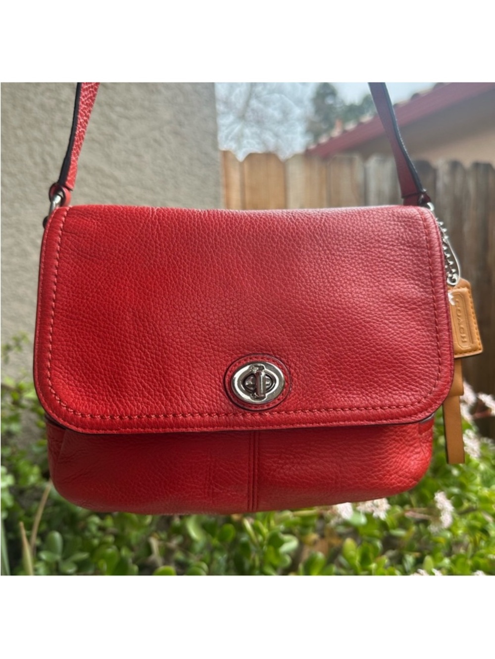 COACH Red Leather Shoulder Bag